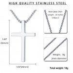 Reve Simple Stainless Steel Silver Tone Cross Pendant Chain Necklace for Men Women, 20’’-22’’