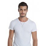 Reve Simple Stainless Steel Silver Tone Cross Pendant Chain Necklace for Men Women, 20’’-22’’