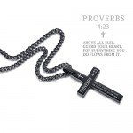 Reve Stainless Steel Bible Verse Cross Pendant Necklace for Men Women, Proverbs 4:23, 20’’-24’’ Chain