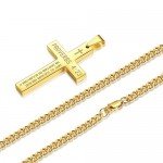 Reve Stainless Steel Bible Verse Cross Pendant Necklace for Men Women, Proverbs 4:23, 20’’-24’’ Chain