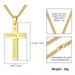 Reve Stainless Steel Bible Verse Cross Pendant Necklace for Men Women, Proverbs 4:23, 20’’-24’’ Chain