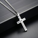 Reve Stainless Steel Bible Verse Cross Pendant Necklace for Men Women, Proverbs 4:23, 20’’-24’’ Chain