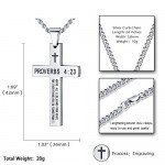 Reve Stainless Steel Bible Verse Cross Pendant Necklace for Men Women, Proverbs 4:23, 20’’-24’’ Chain