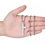 Reve Stainless Steel Bible Verse Cross Pendant Necklace for Men Women, Proverbs 4:23, 20’’-24’’ Chain