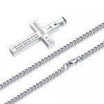 Reve Stainless Steel Bible Verse Cross Pendant Necklace for Men Women, Proverbs 4:23, 20’’-24’’ Chain