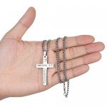 Reve Stainless Steel Bible Verse Cross Pendant Necklace for Men Women, Proverbs 4:23, 20’’-24’’ Chain
