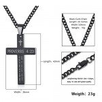 Reve Stainless Steel Bible Verse Cross Pendant Necklace for Men Women, Proverbs 4:23, 20’’-24’’ Chain