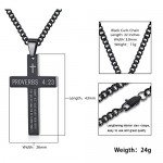 Reve Stainless Steel Bible Verse Cross Pendant Necklace for Men Women, Proverbs 4:23, 20’’-24’’ Chain