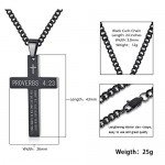 Reve Stainless Steel Bible Verse Cross Pendant Necklace for Men Women, Proverbs 4:23, 20’’-24’’ Chain
