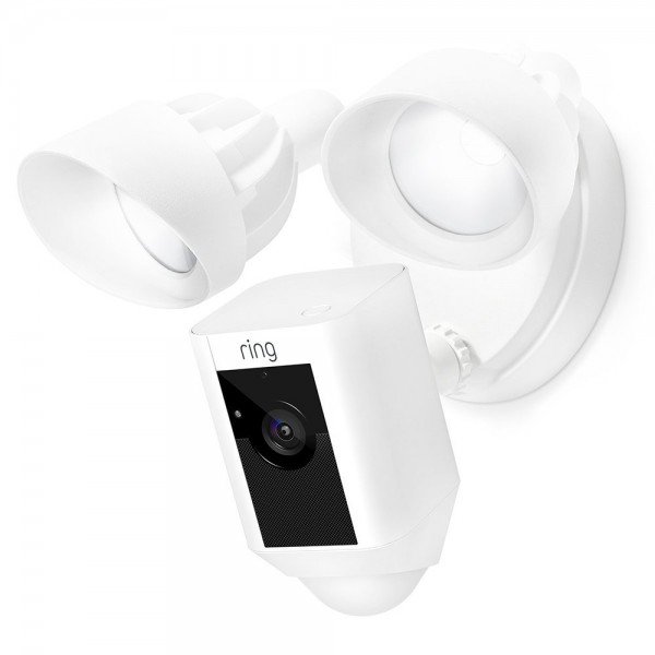 Ring Floodlight Camera Motion-Activated HD Security Cam Two-Way Talk and Siren Alarm, White, Works with Alexa