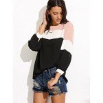 Romwe Women's Color Block Blouse Short Sleeve Casual Tee Shirts Tunic Tops