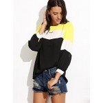 Romwe Women's Color Block Blouse Short Sleeve Casual Tee Shirts Tunic Tops