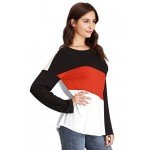 Romwe Women's Color Block Blouse Short Sleeve Casual Tee Shirts Tunic Tops