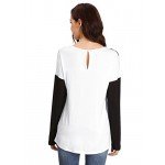 Romwe Women's Color Block Blouse Short Sleeve Casual Tee Shirts Tunic Tops