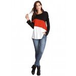 Romwe Women's Color Block Blouse Short Sleeve Casual Tee Shirts Tunic Tops