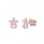 Rose Gold Plated Stainless Steel Mixed Color Cute Pineapple Mouse Love Parrot Ladybug Stud Earrings Set