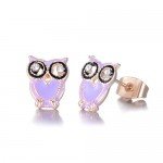 Rose Gold Plated Stainless Steel Mixed Color Cute Pineapple Mouse Love Parrot Ladybug Stud Earrings Set