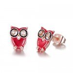 Rose Gold Plated Stainless Steel Mixed Color Cute Pineapple Mouse Love Parrot Ladybug Stud Earrings Set