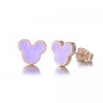 Rose Gold Plated Stainless Steel Mixed Color Cute Pineapple Mouse Love Parrot Ladybug Stud Earrings Set