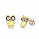 Rose Gold Plated Stainless Steel Mixed Color Cute Pineapple Mouse Love Parrot Ladybug Stud Earrings Set