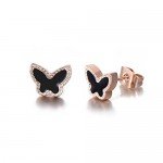 Rose Gold Plated Stainless Steel Mixed Color Cute Pineapple Mouse Love Parrot Ladybug Stud Earrings Set