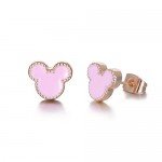 Rose Gold Plated Stainless Steel Mixed Color Cute Pineapple Mouse Love Parrot Ladybug Stud Earrings Set
