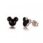 Rose Gold Plated Stainless Steel Mixed Color Cute Pineapple Mouse Love Parrot Ladybug Stud Earrings Set
