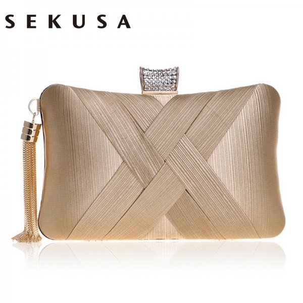 SEKUSA Tassel Fashion Ladies Day Clutch Bag Small Shoulder Handbags Female Party Wedding Evening Bag For Women Phone Purse