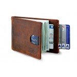 SERMAN BRANDS- RFID Blocking Bifold Slim Genuine Leather Thin Minimalist Front Pocket Wallets for Men with Money Clip - Made From Full Grain Leather