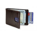 SERMAN BRANDS- RFID Blocking Bifold Slim Genuine Leather Thin Minimalist Front Pocket Wallets for Men with Money Clip - Made From Full Grain Leather