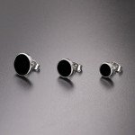 SHUANGR Fashion 1 Pair Round Shape Vintage Stud Earrings for Man Trendy Party Black Earrings Jewelry Men & Women Unisex