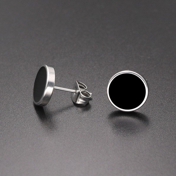 SHUANGR Fashion 1 Pair Round Shape Vintage Stud Earrings for Man Trendy Party Black Earrings Jewelry Men & Women Unisex