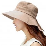 SIGGI Womens Summer Flap Cover Cap Cotton UPF 50+ Sun Shade Hat With Neck Cord