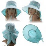 SIGGI Womens Summer Flap Cover Cap Cotton UPF 50+ Sun Shade Hat With Neck Cord
