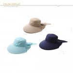 SIGGI Womens Summer Flap Cover Cap Cotton UPF 50+ Sun Shade Hat With Neck Cord