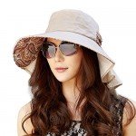 SIGGI Womens Summer Flap Cover Cap Cotton UPF 50+ Sun Shade Hat With Neck Cord