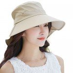 SIGGI Womens Summer Flap Cover Cap Cotton UPF 50+ Sun Shade Hat With Neck Cord
