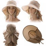 SIGGI Womens Summer Flap Cover Cap Cotton UPF 50+ Sun Shade Hat With Neck Cord
