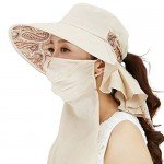 SIGGI Womens Summer Flap Cover Cap Cotton UPF 50+ Sun Shade Hat With Neck Cord