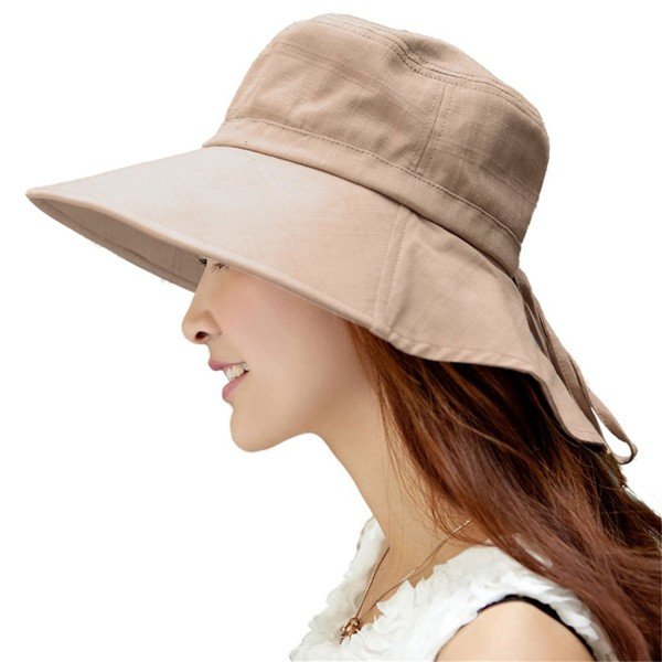 SIGGI Womens Summer Flap Cover Cap Cotton UPF 50+ Sun Shade Hat With Neck Cord