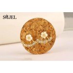 SMJEL 2017 Fashion Jewelry Cute Cherry Blossoms Flower Stud Earrings for Women Several Peach Blossoms Earrings  S129