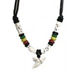 Shark Tooth Rasta Short Beads Necklace Handmade Hawaiian Style Beach Boy Men