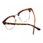 Shiratori New Vintage Classic Half Frame Semi-Rimless Wayfarer Clear Lens Glasses …