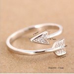 Shuangshuo 2017 New Arrival Fashion  Silver Plated Arrow crystal rings for women Adjustable Engagement ring arrow women