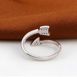 Shuangshuo 2017 New Arrival Fashion  Silver Plated Arrow crystal rings for women Adjustable Engagement ring arrow women