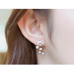 Shuangshuo 2017 New Fashion Crystal Earrings for Women Pearl Women Branch Shell Pearl Flower Stud Earrings Female