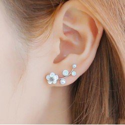 Shuangshuo 2017 New Fashion Crystal Earrings for Women Pearl Women Branch Shell Pearl Flower Stud Earrings Female