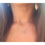 Shuangshuo Min1pc Gold and Silver Infinity Double Circles Necklace for Girls Interlocking Circles Pendant Necklace XL184
