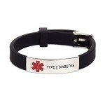 Silicone Bracelet Medical Alert ID for Men and Women Adjustable Size (Free Engraving)