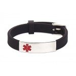 Silicone Bracelet Medical Alert ID for Men and Women Adjustable Size (Free Engraving)